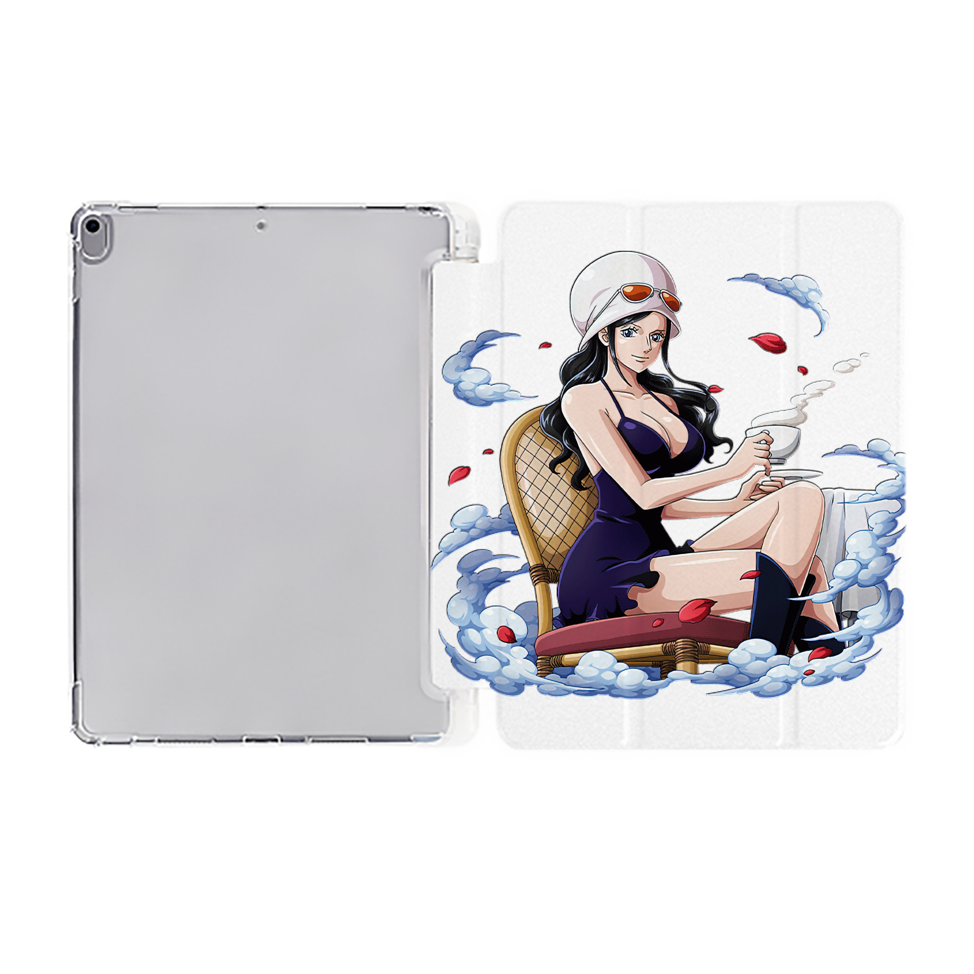 （画像用） ワンピース ニコ・ロビン ONE PIECE Nico Robin IPad ケース ペン収納付き 三つ折りスタンド PUレザー×シリコン 対応機種9.5/10.5/10.9インチ